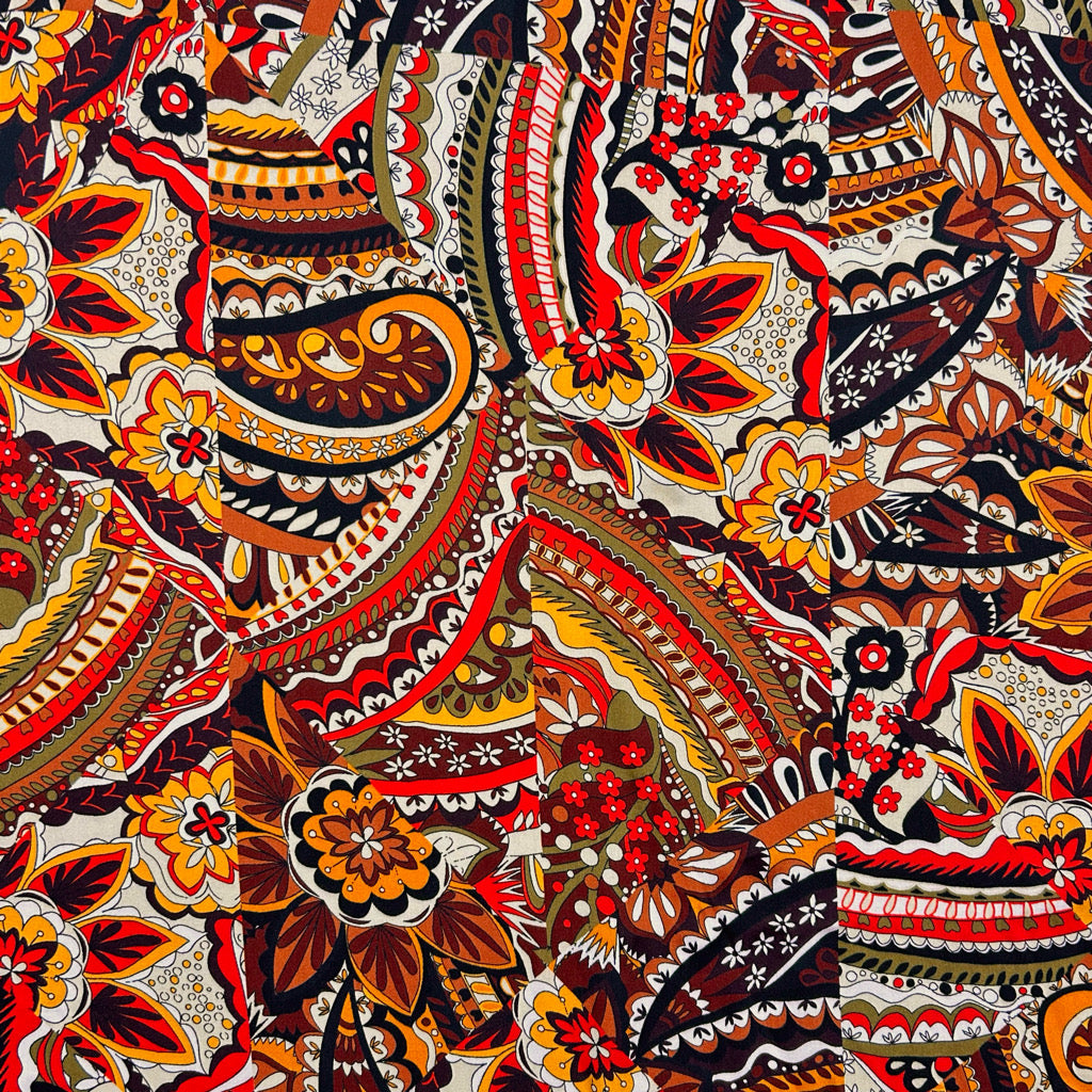 Retro Meadow Viscose Fabric