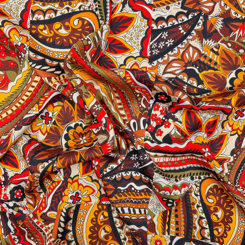 Retro Meadow Viscose Fabric