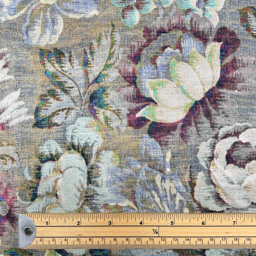 Antique Florals Viscose Satin Fabric