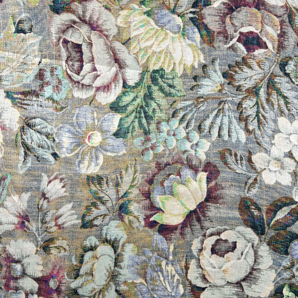 Antique Florals Viscose Satin Fabric