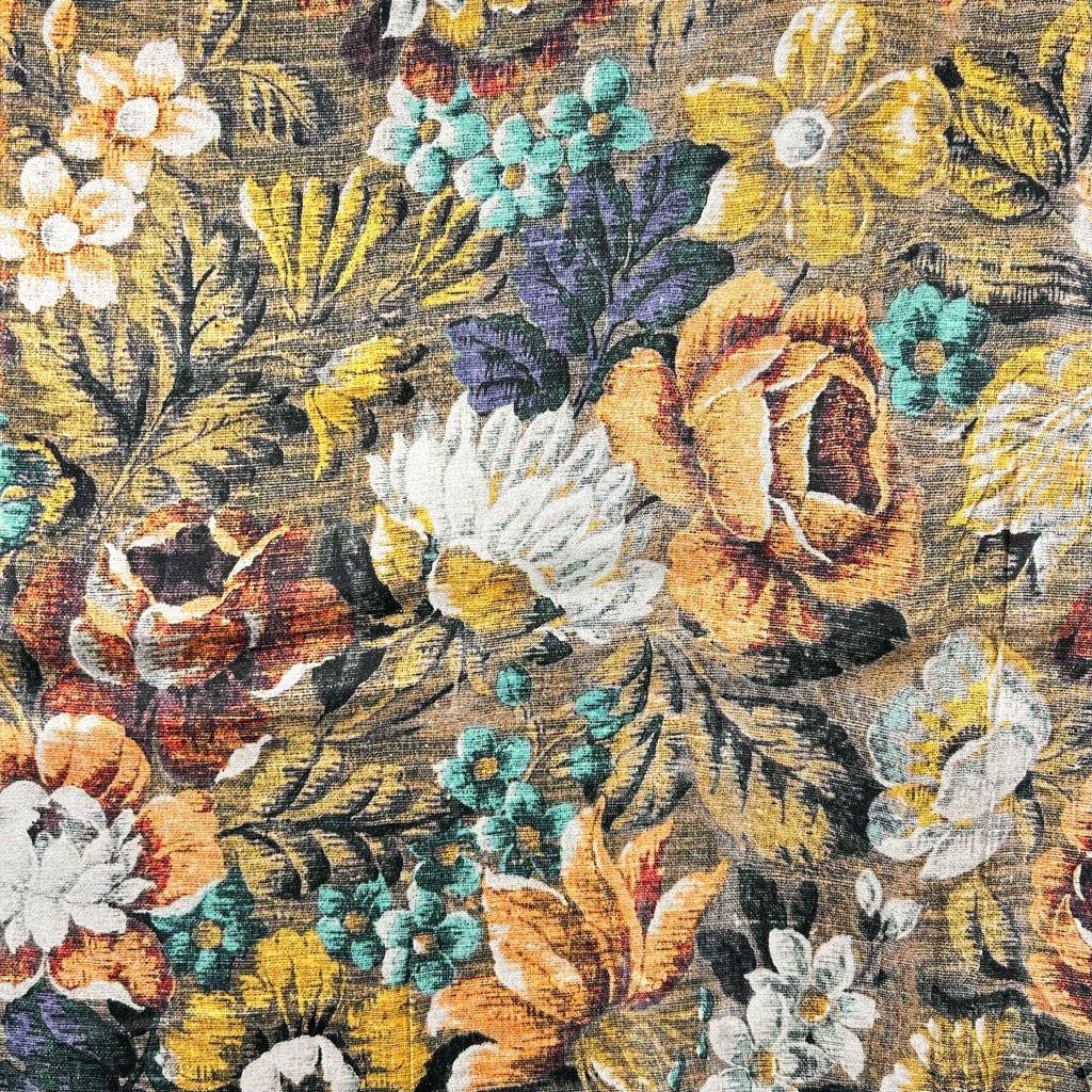 Antique Florals Viscose Satin Fabric