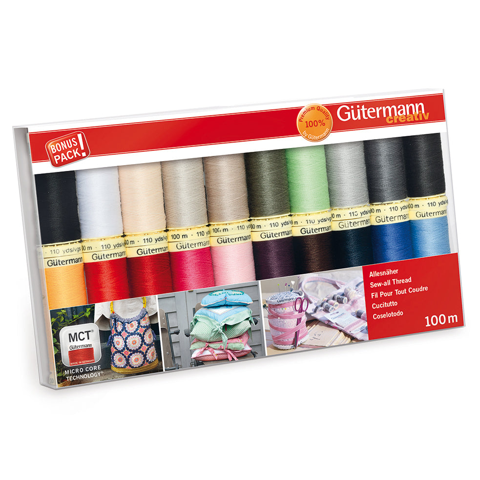 Gutermann Sew-All Polyester Thread Set: Assorted Colours - 20x100m