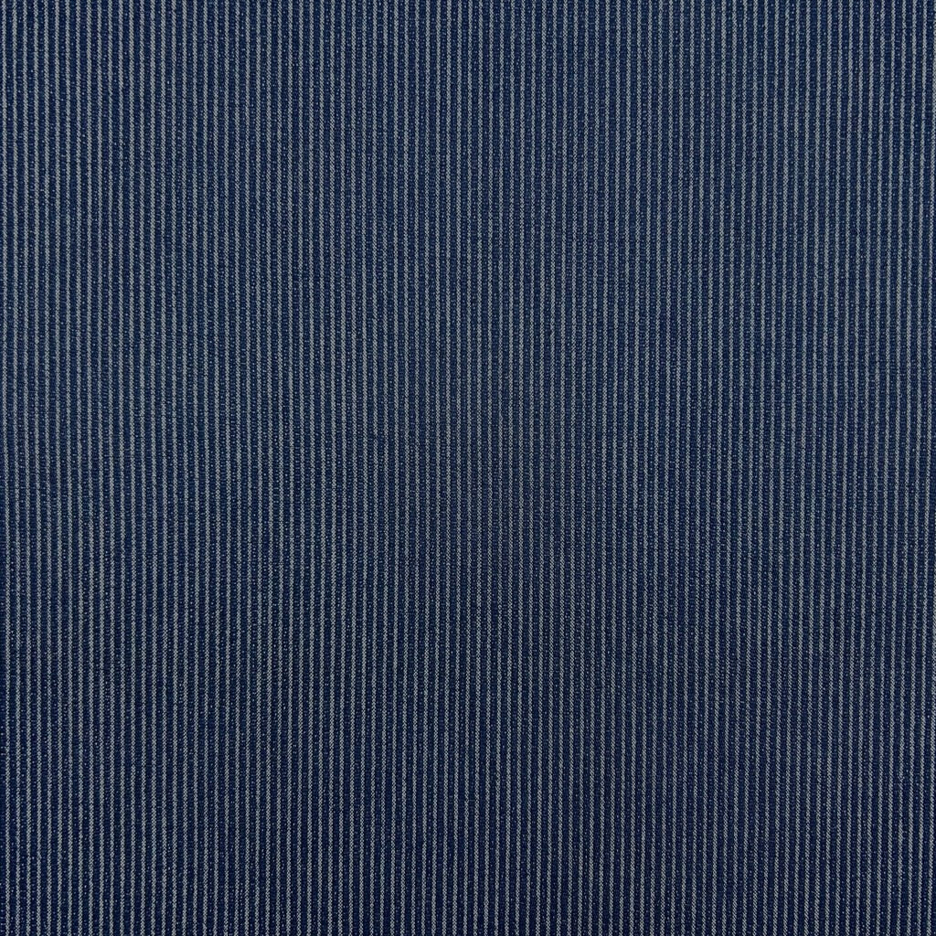 Navy Striped Stretch Denim Fabric