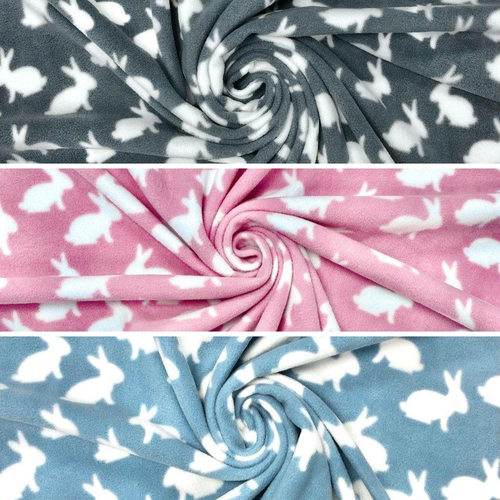 White Easter Bunnies Anti Pill Polar Fleece Fabric