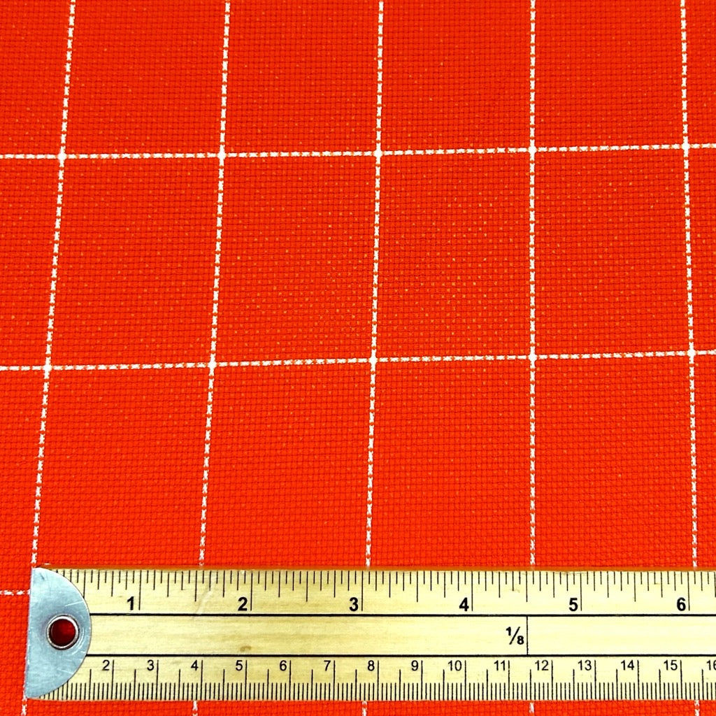 Orange Grid Suiting Fabric