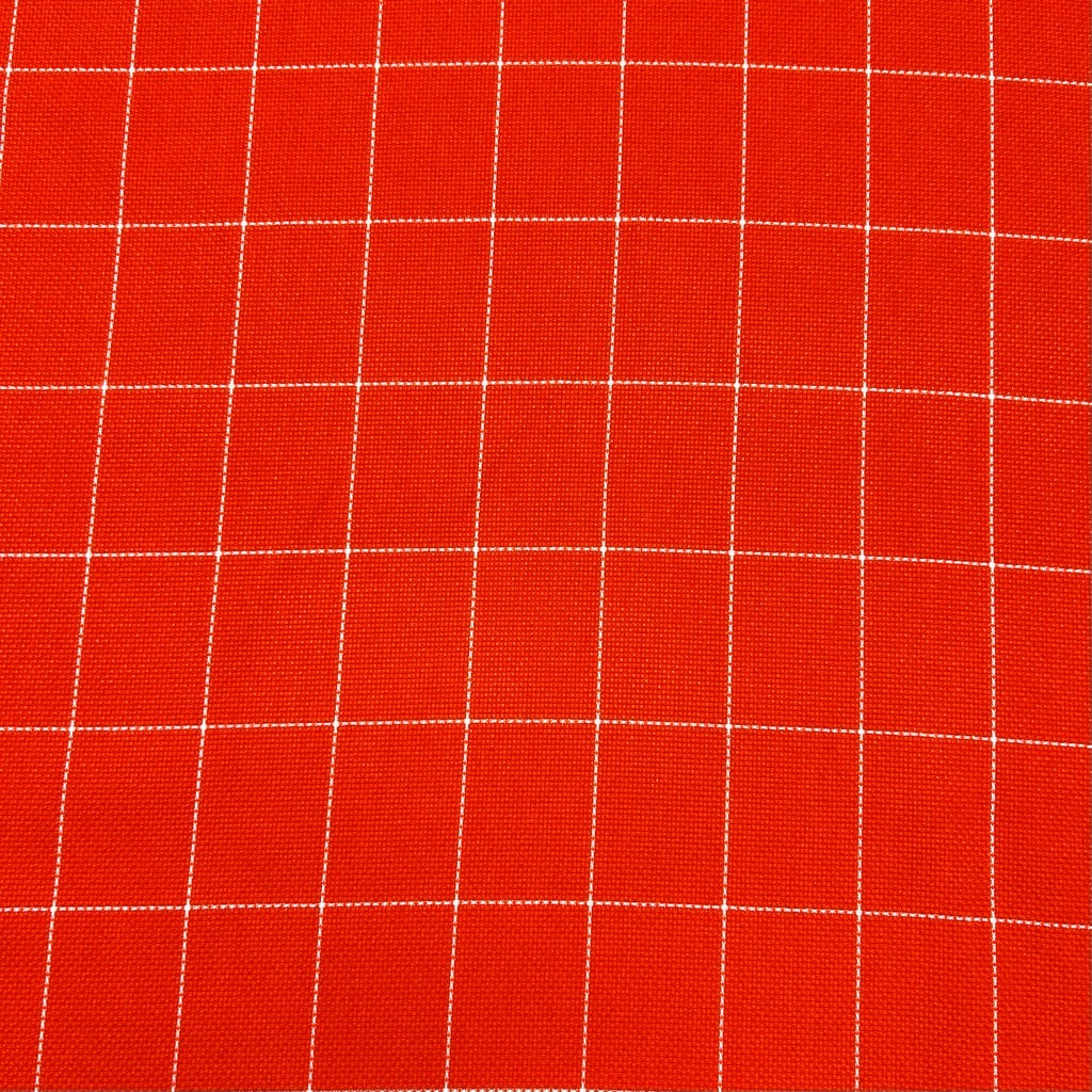 Orange Grid Suiting Fabric