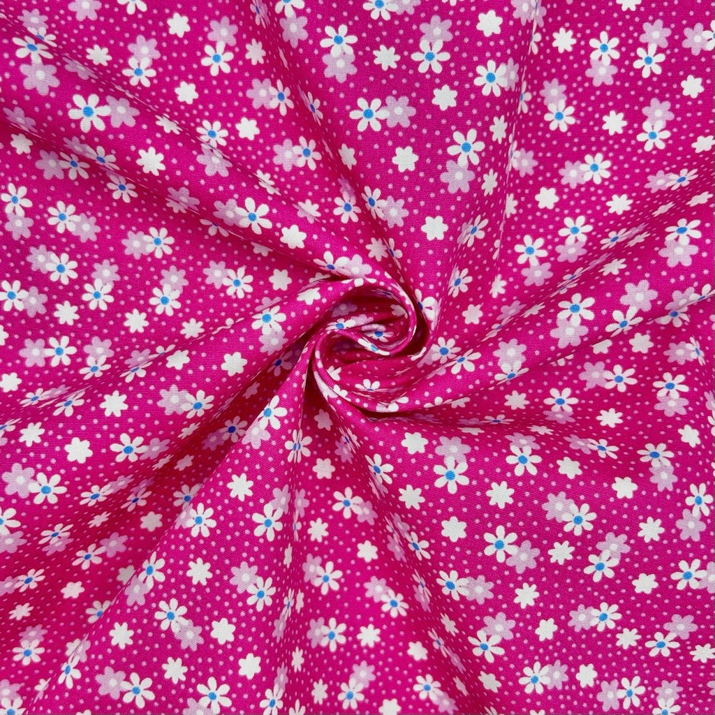 Petite Blooms Rose & Hubble Cotton Poplin Fabric
