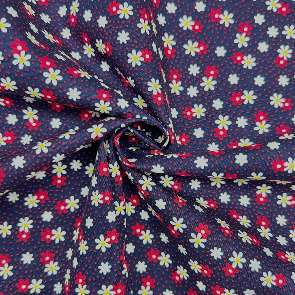Petite Blooms Rose & Hubble Cotton Poplin Fabric