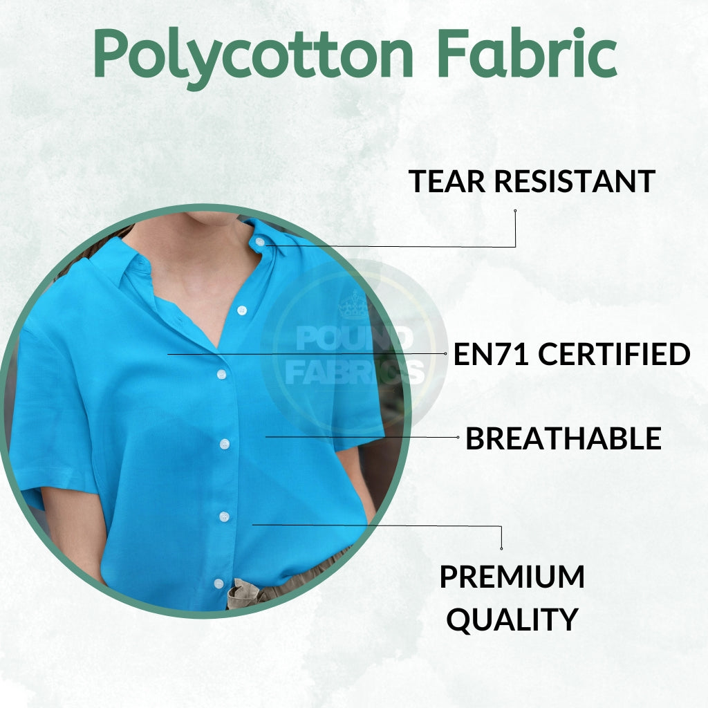 Superior Quality Plain Poly/Cotton Craft & Dress Fabric - Mint