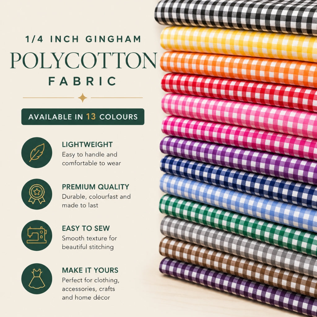 1/4 inch Gingham Polycotton Fabric