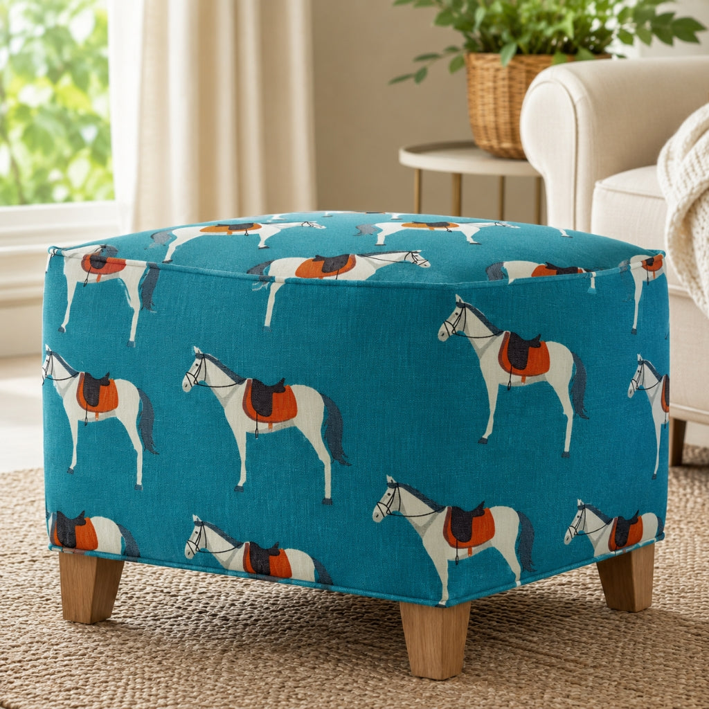Riding Horses Cotton Canvas Fabric