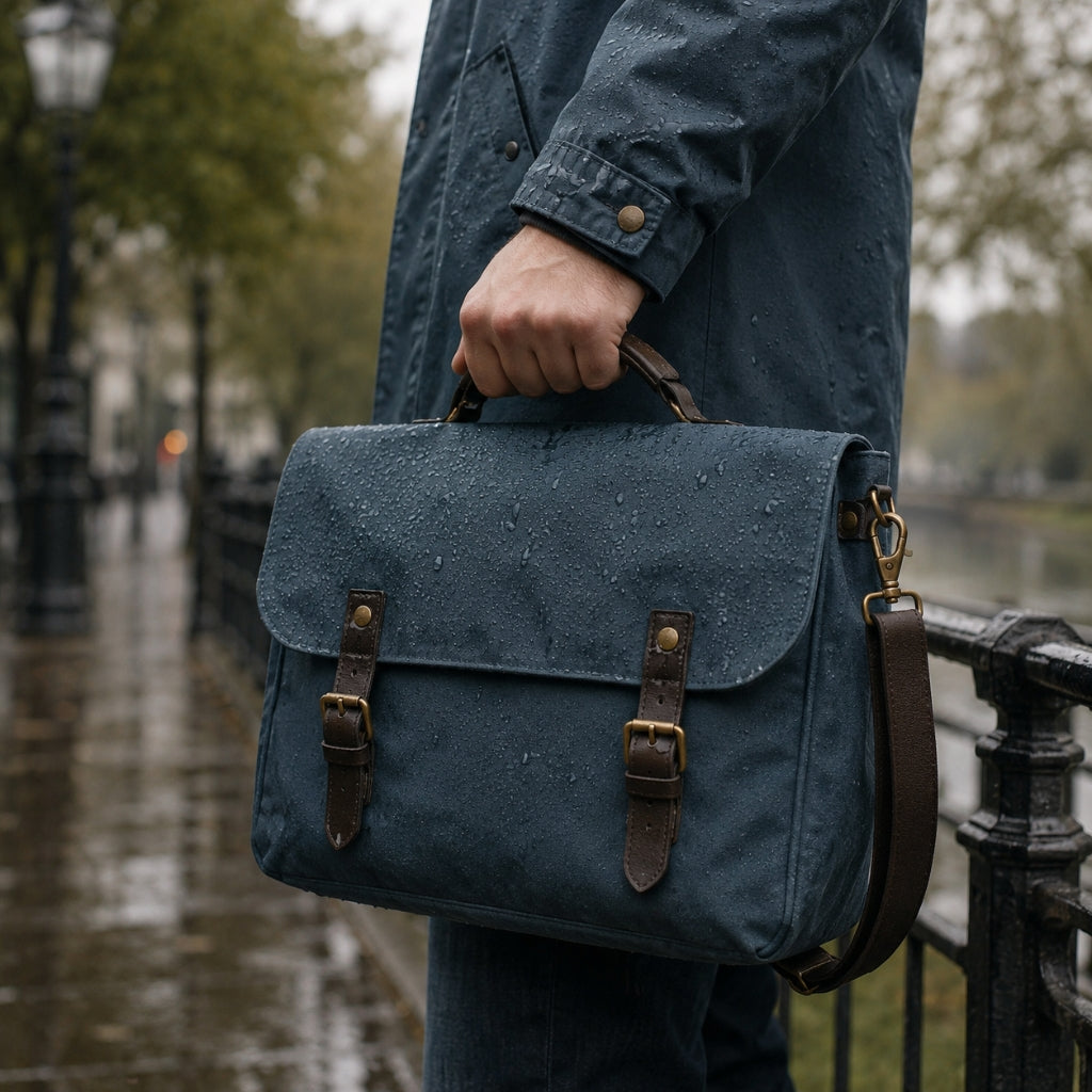 Midnight Navy Water Resistant Waxed Cotton Fabric