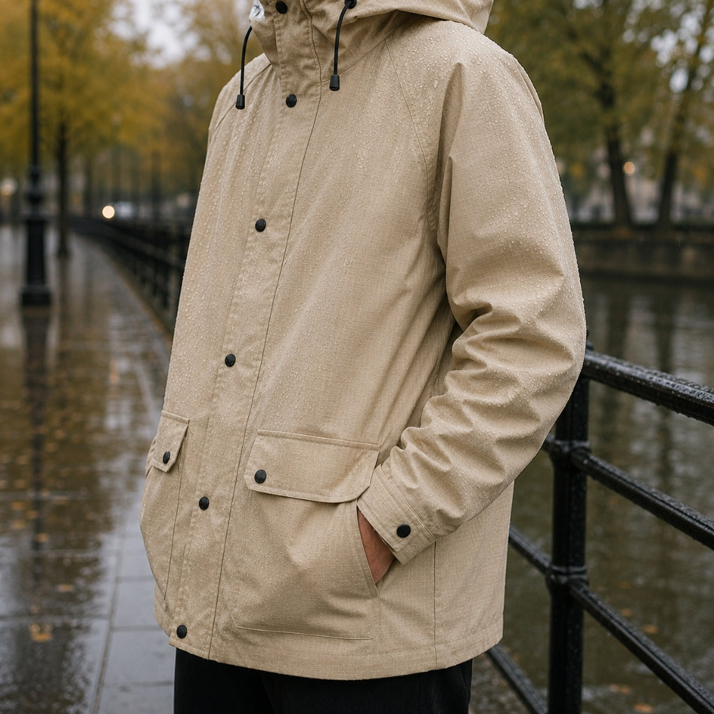 Natural Check Water Resistant Ripstop Fabric