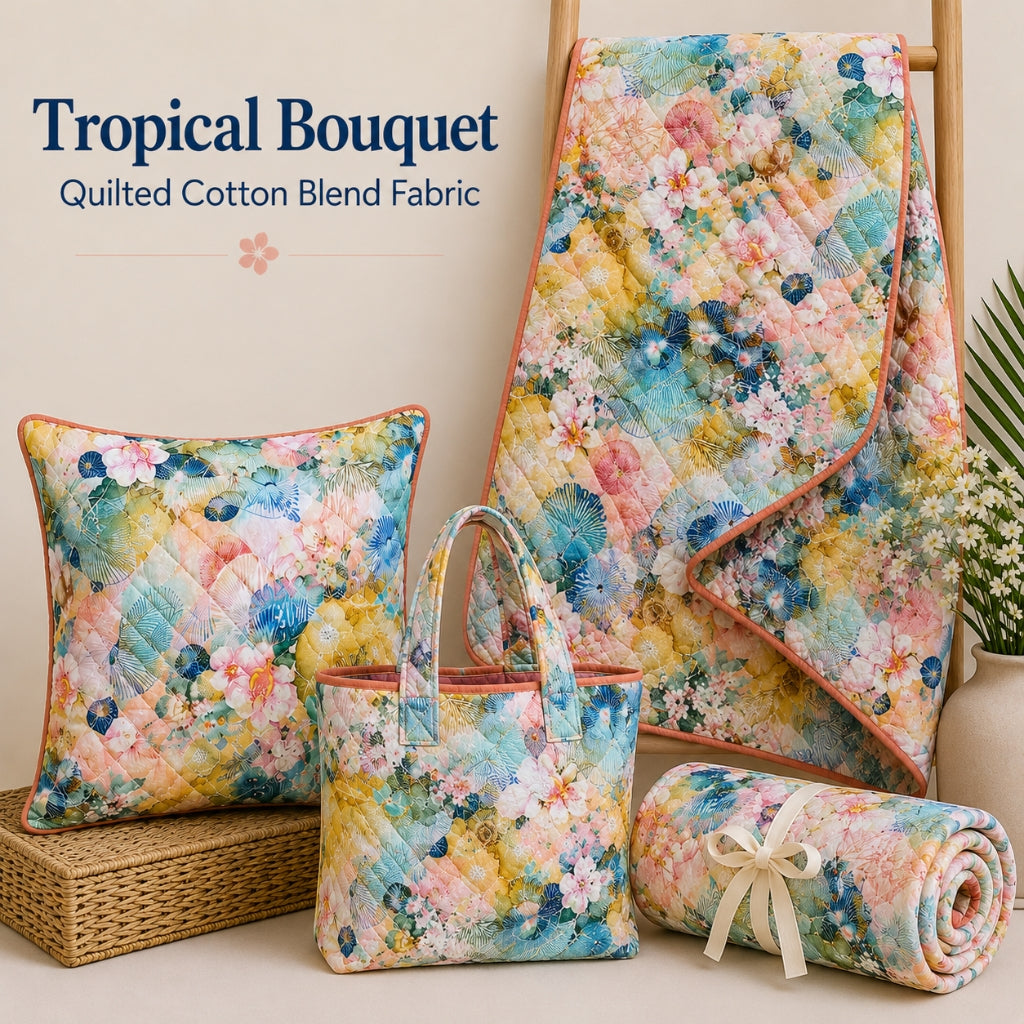 Tropical Bouquet Quilted Cotton Blend Fabric