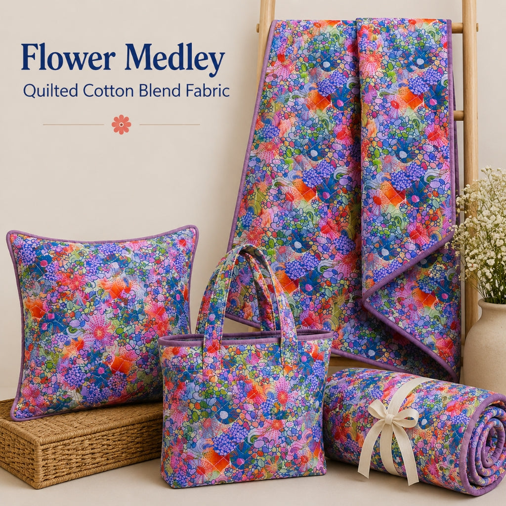 Flower Medley Quilted Cotton Blend Fabric