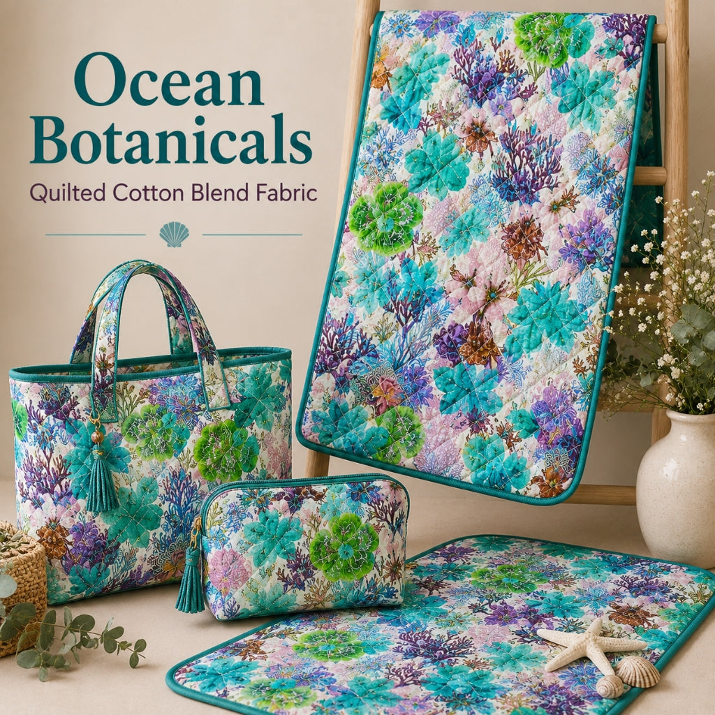 Ocean Botanicals Quilted Cotton Blend Fabric