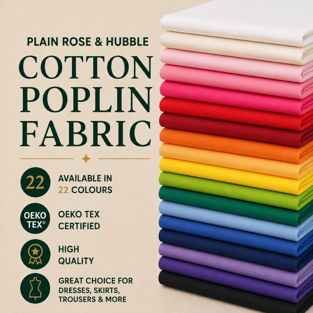 Plain Rose & Hubble Cotton Poplin Fabric - Pound Fabrics