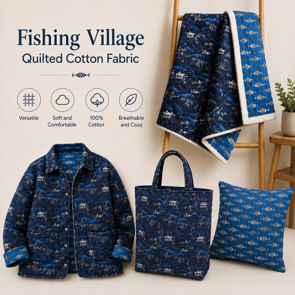 Fishing Village Quilted Cotton Fabric