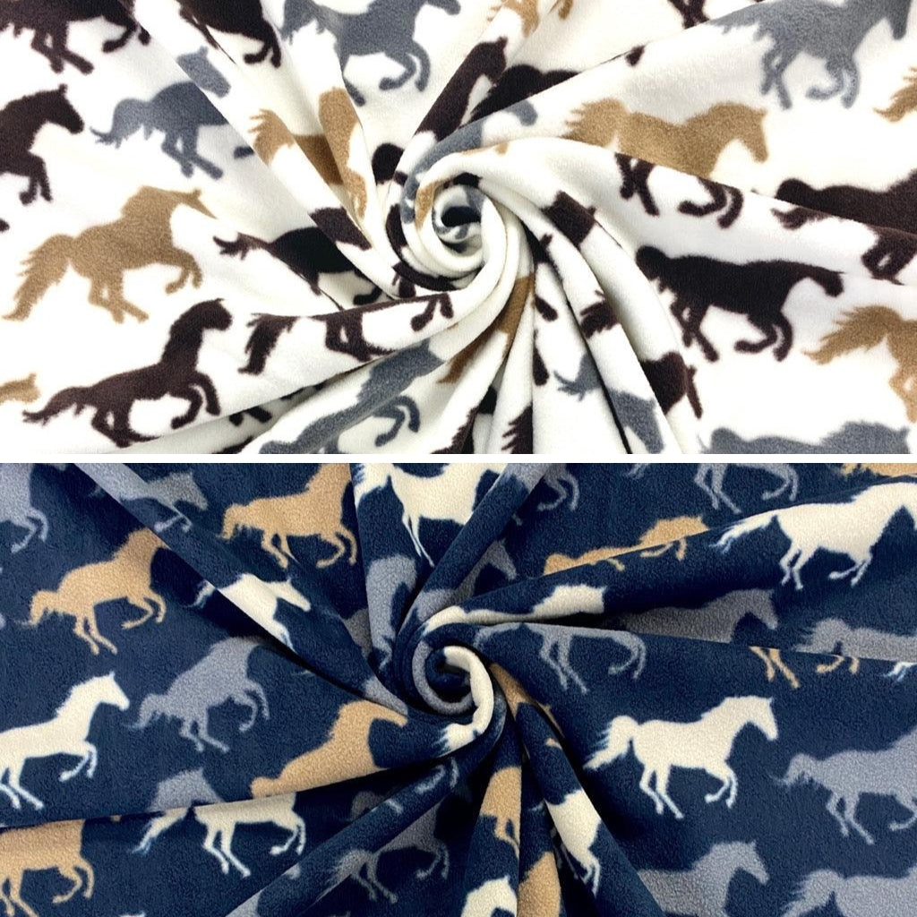 Running Horses Anti Pill Polar Fleece Fabric