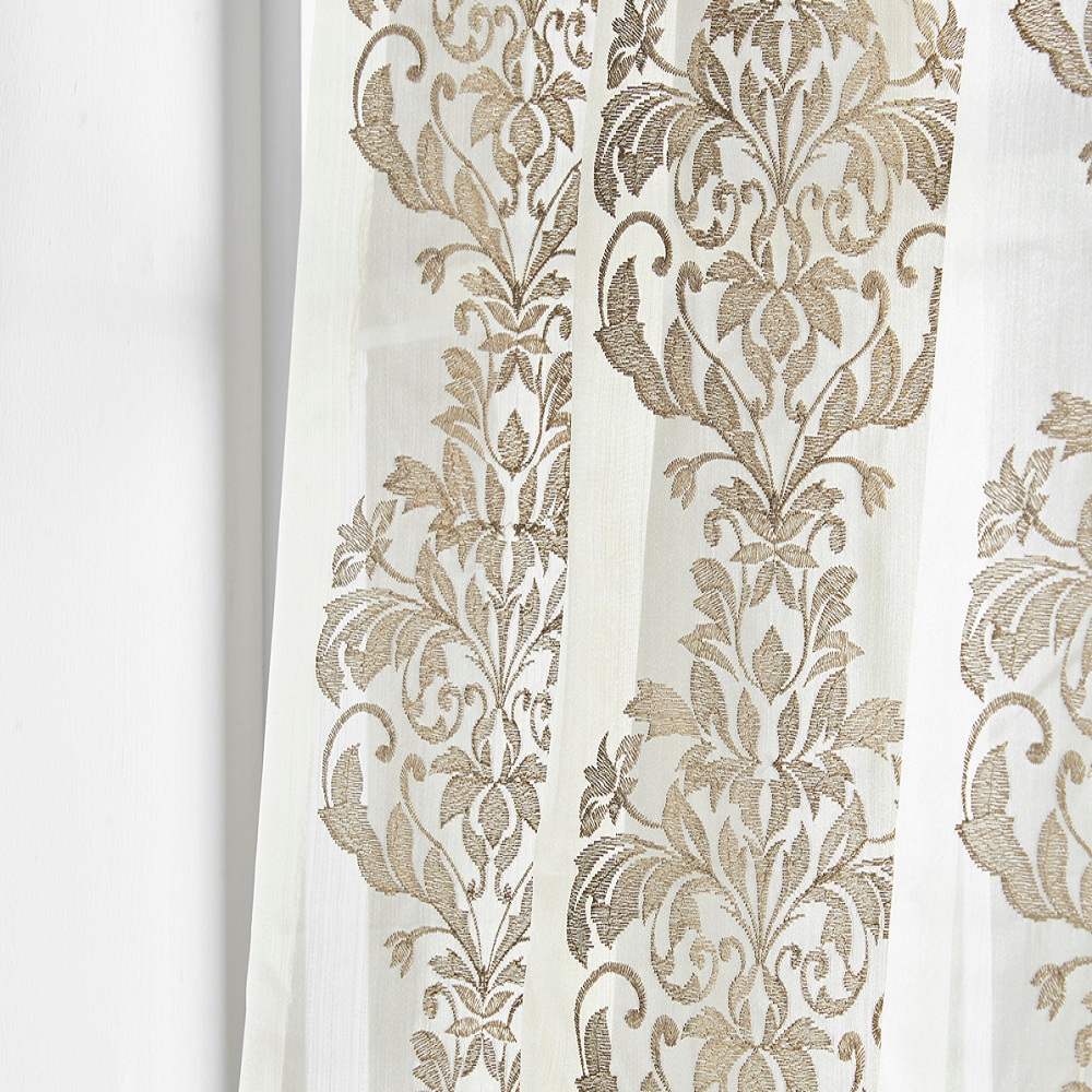 Floral Sheer Embroidery Curtain Voile Fabric