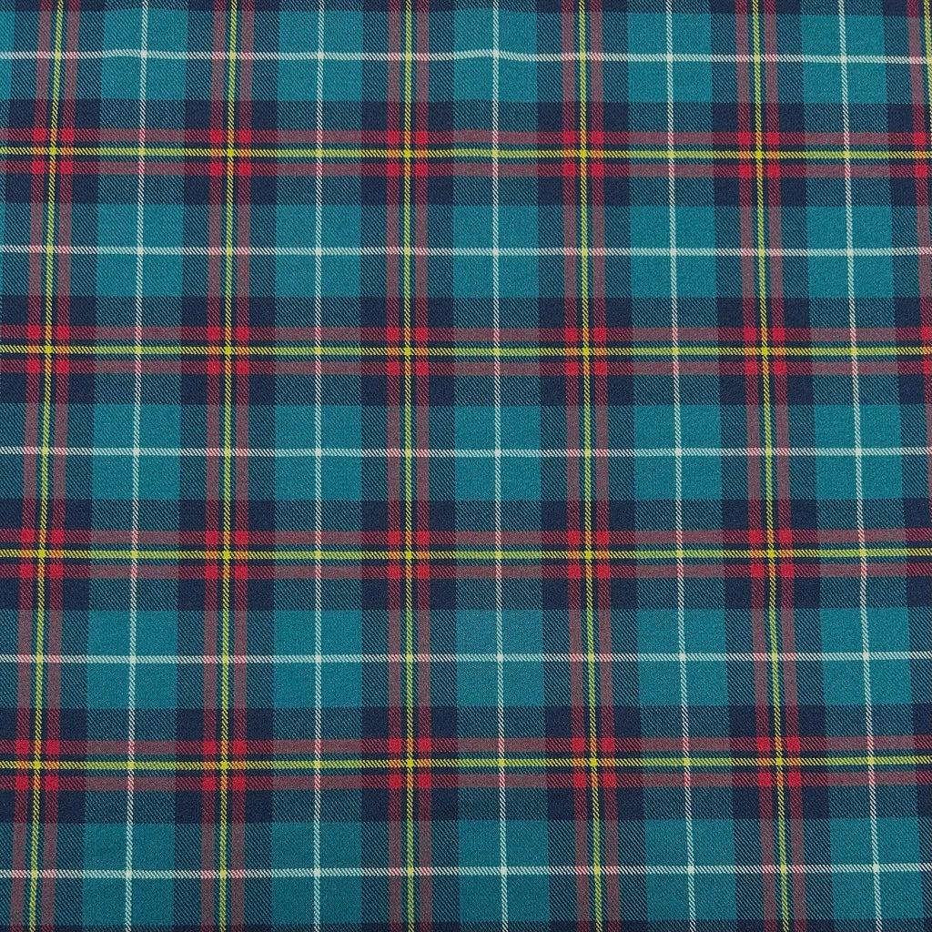 Teal and Navy PolyViscose Tartan Fabric