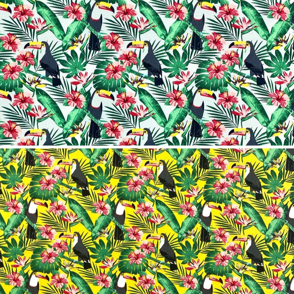 Tropical Toucan Rose &amp; Hubble Cotton Poplin Fabric