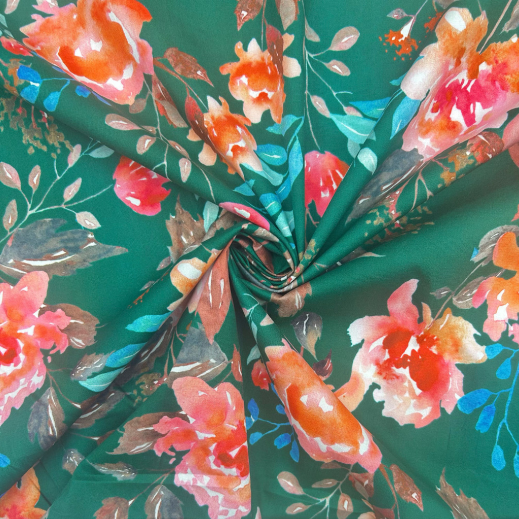 Floral Fiesta Stretch Cotton Poplin Fabric