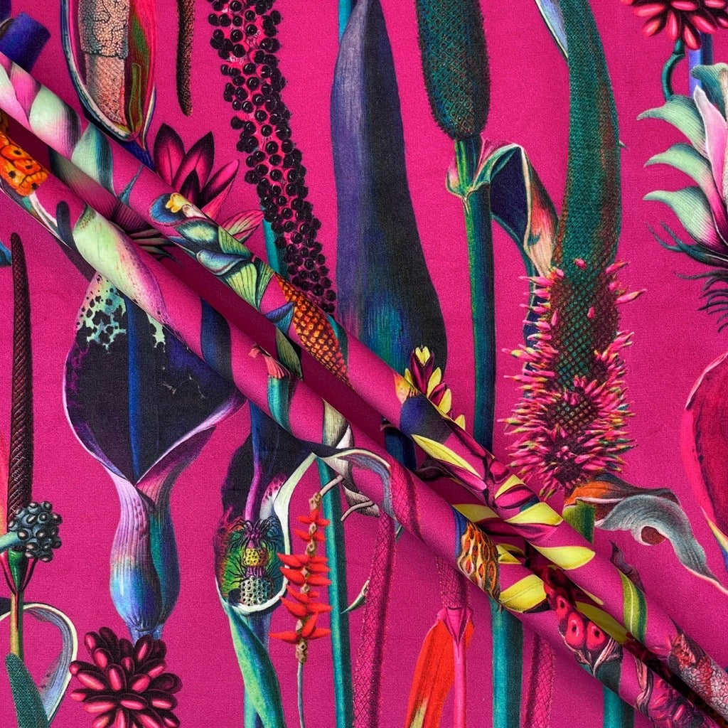 Abstract Plants Digital Velvet Fabric