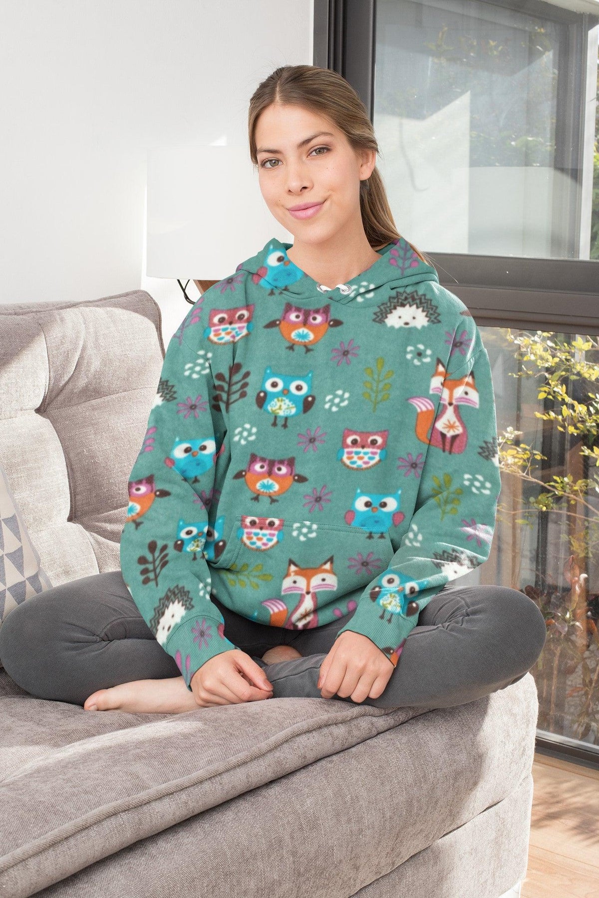 Forest Animals on Sage Anti Pill Polar Fleece Fabric - Pound Fabrics
