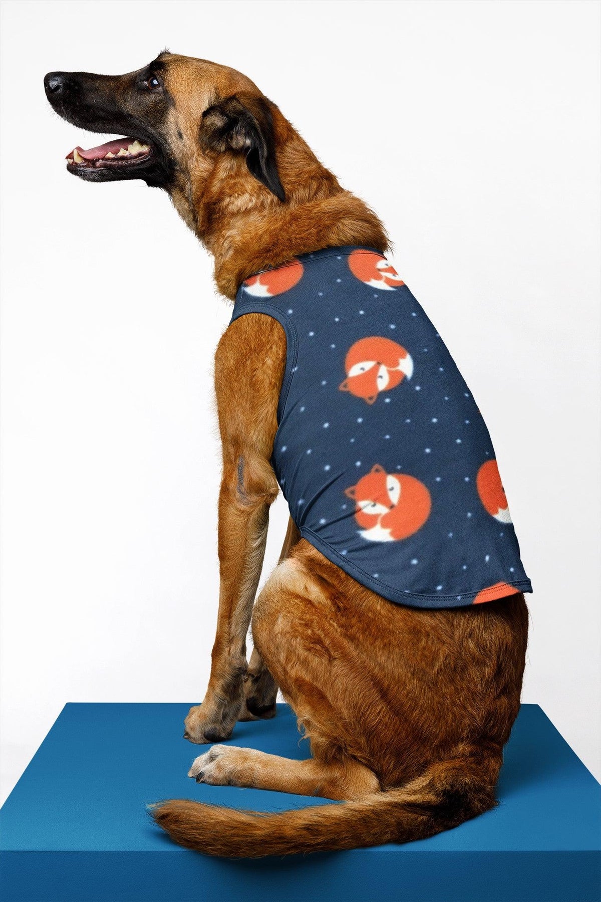 Foxes on Navy Anti Pill Polar Fleece Fabric - Pound Fabrics