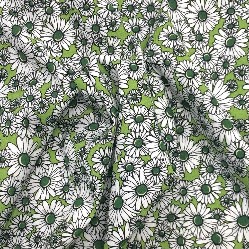 Daisies Viscose Seersucker Fabric - Pound Fabrics