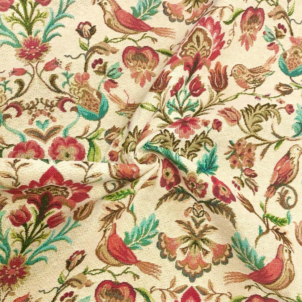 Birds and Flowers Tapestry Fabric - Pound Fabrics
