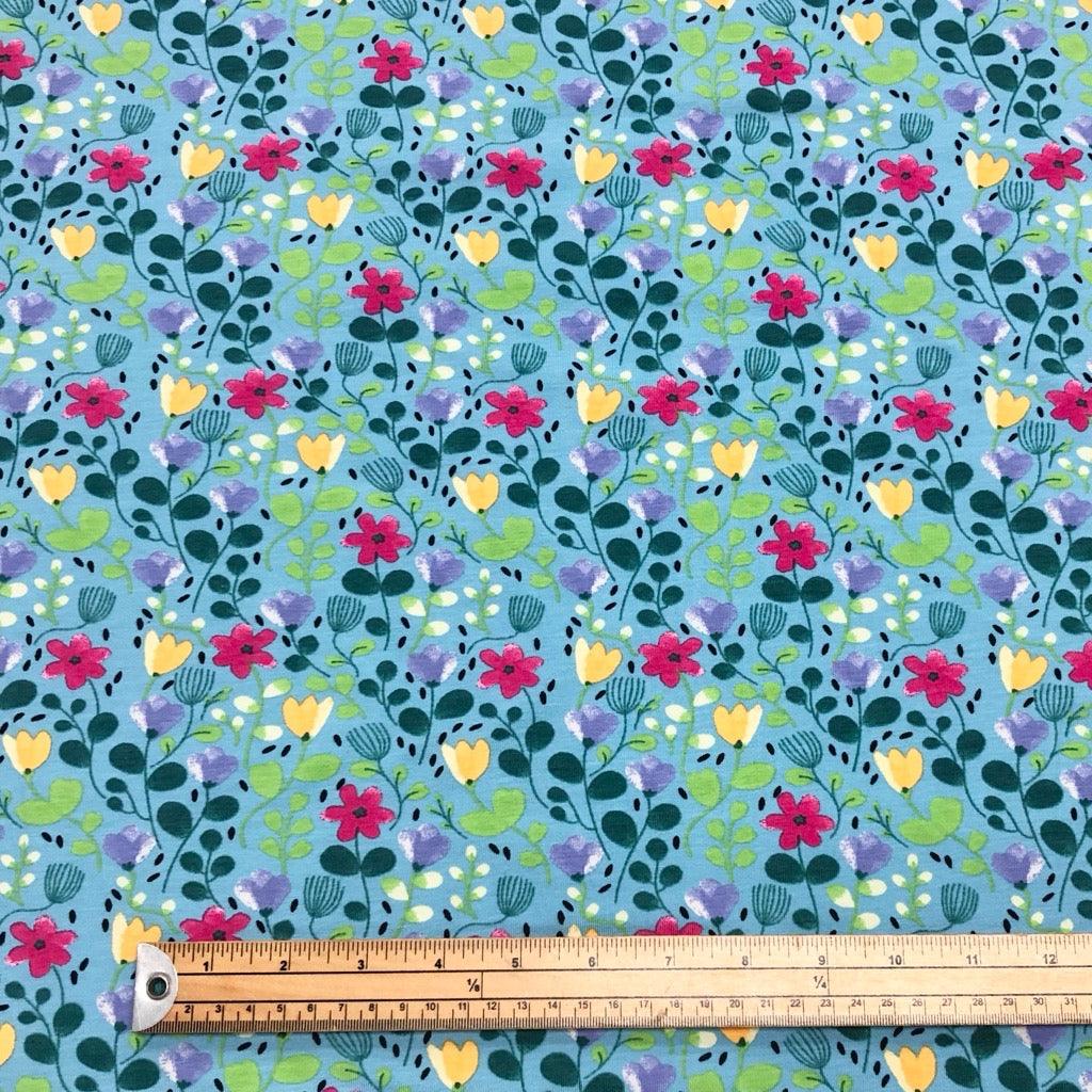 Flower Paradise Cotton Jersey Fabric - Pound Fabrics