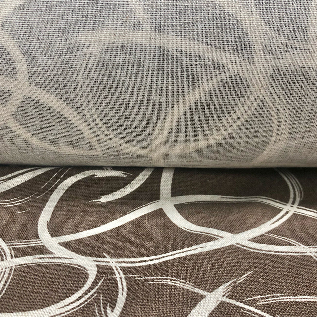 Messy Drawn Circles Linen Viscose Fabric