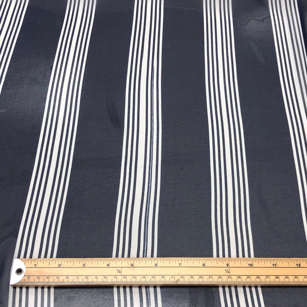 Stripes on Navy Chiffon Fabric