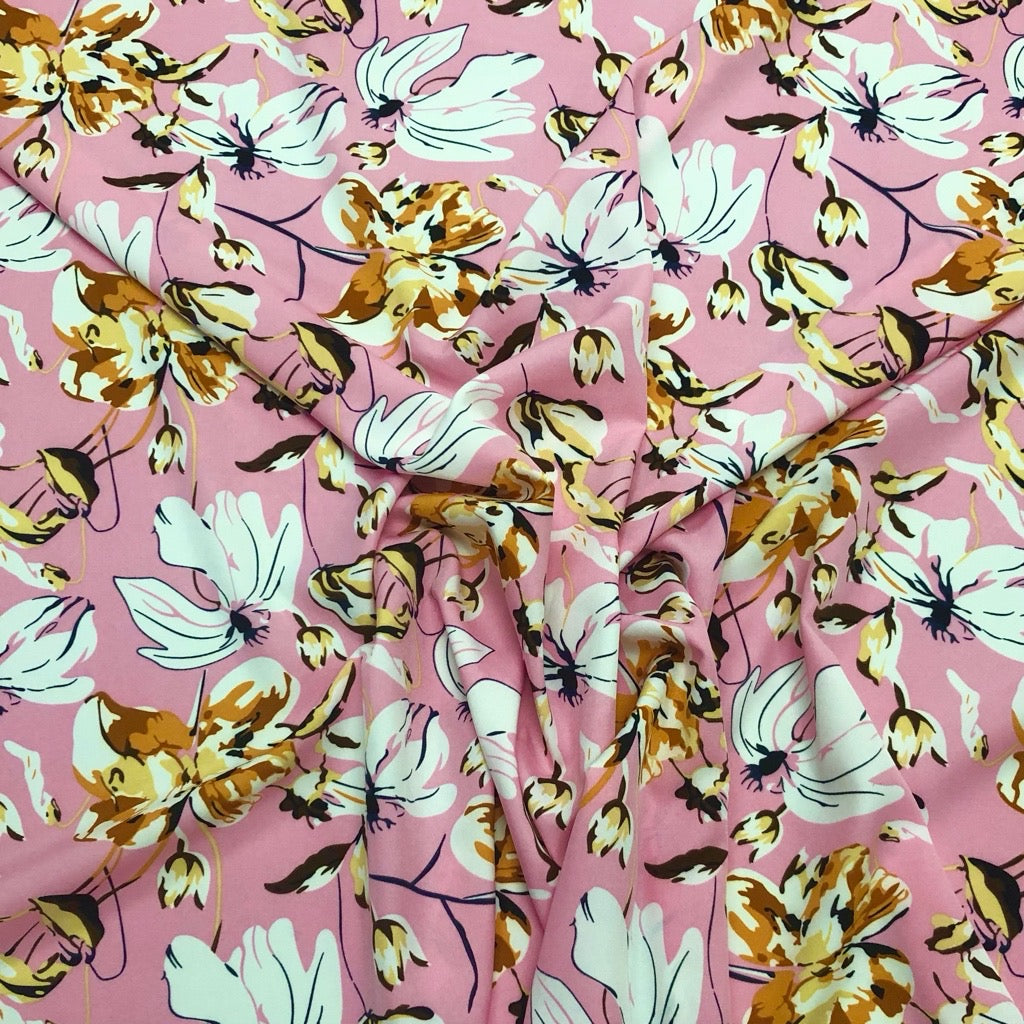 Large Abstract Floral Crepe Fabric