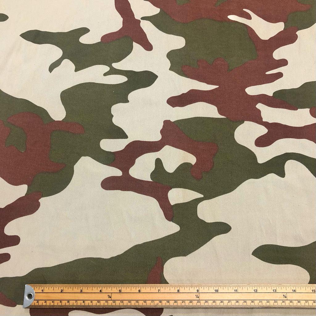 Green & Brown Camo Cotton Drill Fabric - Pound Fabrics