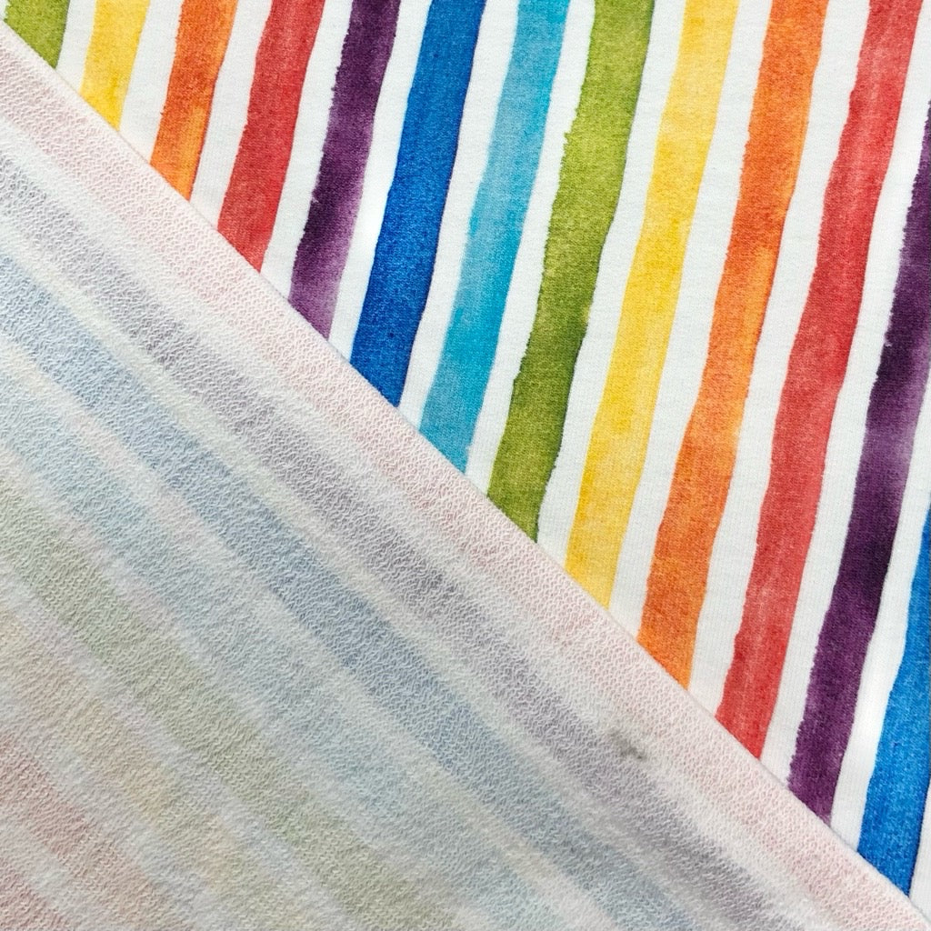 Rainbow Stripes Digital French Terry Fabric