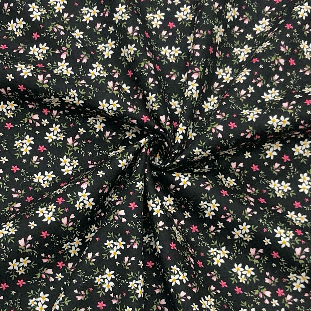 Mini Floral Garden Rose &amp; Hubble Cotton Poplin Fabric