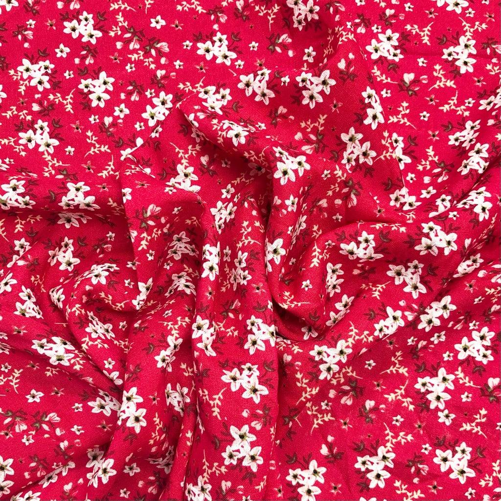 Elegant Floral Viscose Challis Fabric - Pound Fabrics