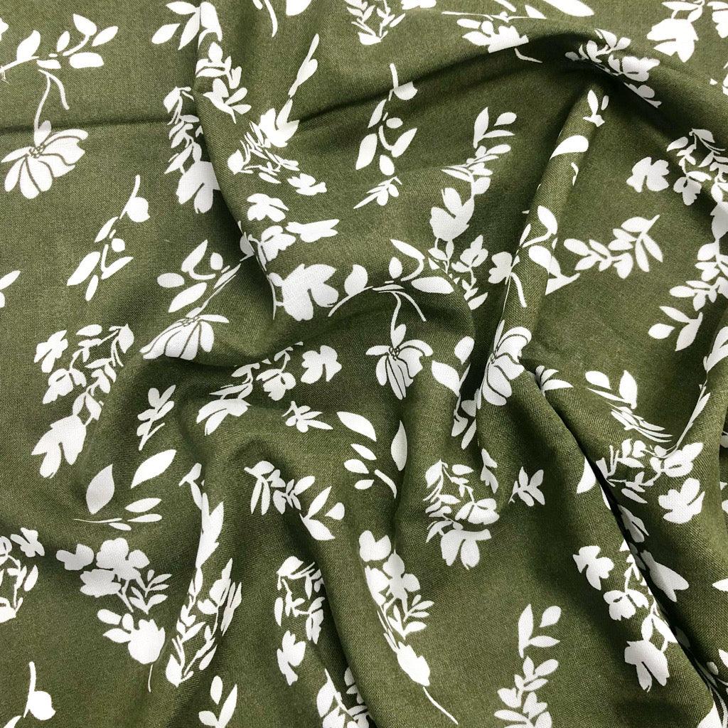 Flower Silhouette Viscose Challis Fabric - Pound Fabrics