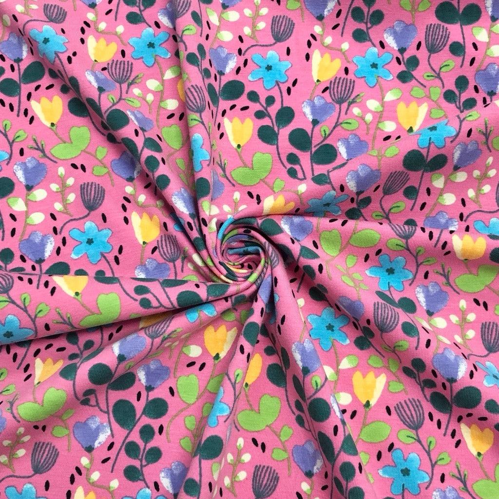 Flower Paradise Cotton Jersey Fabric - Pound Fabrics