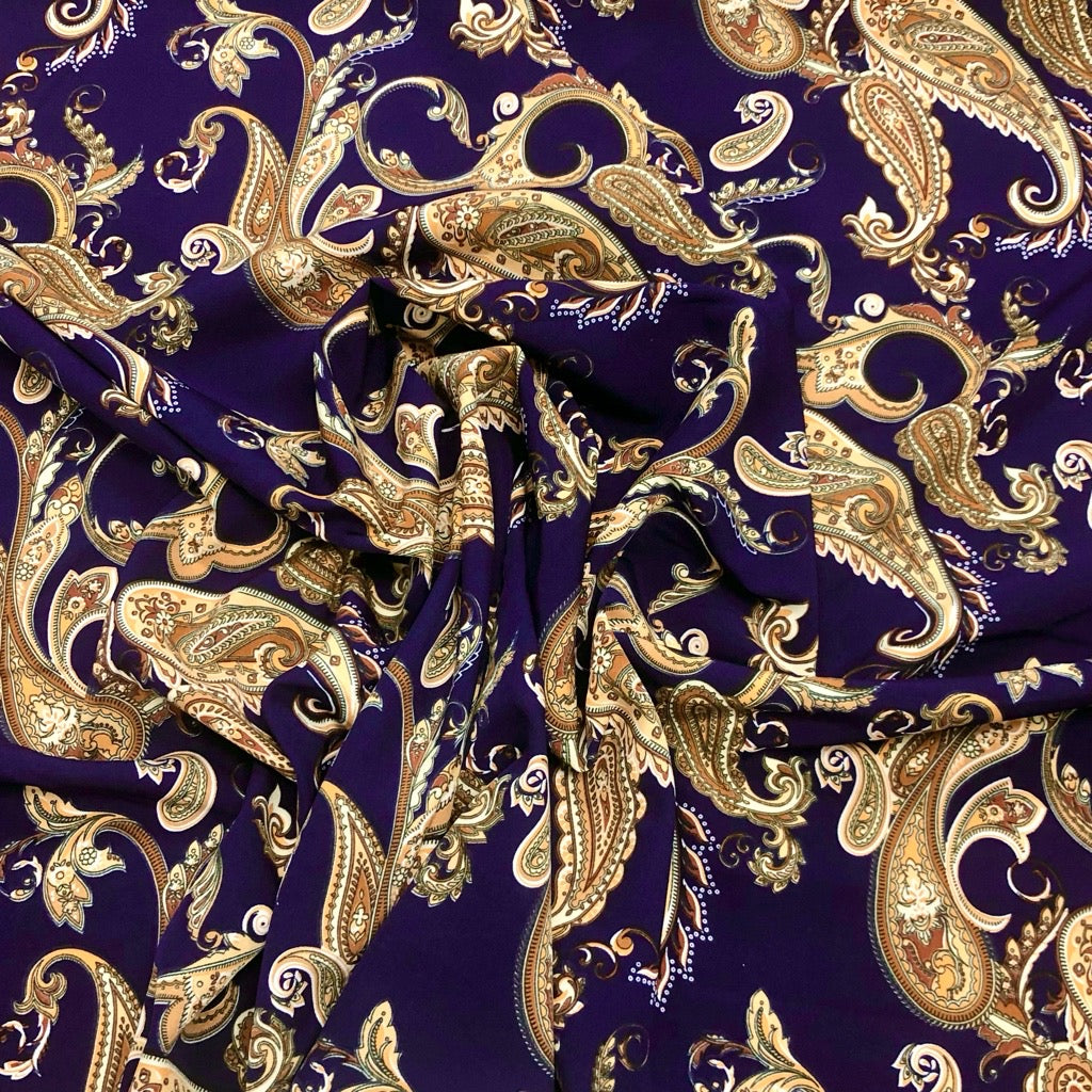 Large Brown Paisley Crepe Fabric