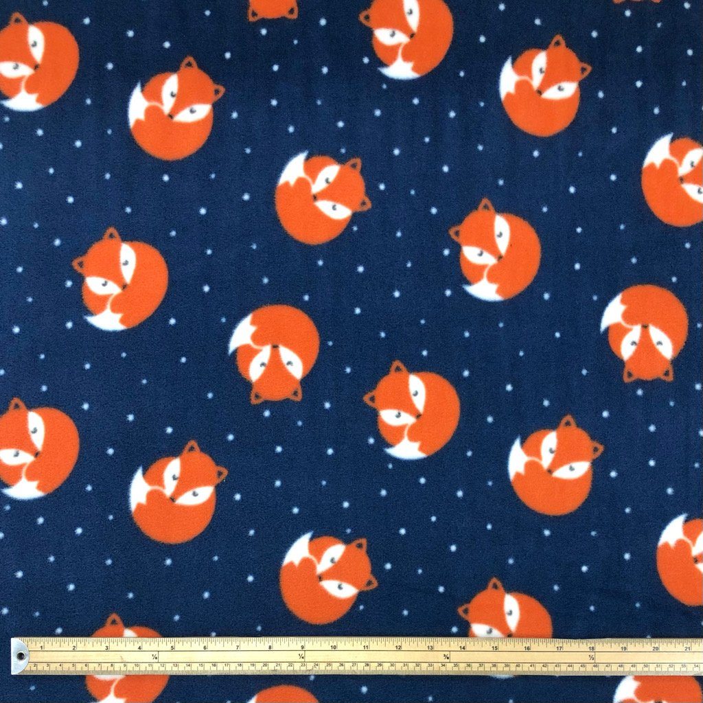 Foxes on Navy Anti Pill Polar Fleece Fabric
