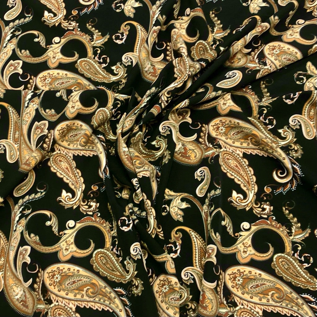 Large Brown Paisley Crepe Fabric