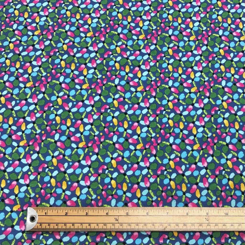 Colourful Dotted Flowers Cotton Jersey Fabric