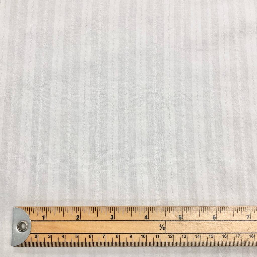 Cream Striped Embroidered Cotton Fabric - Pound Fabrics