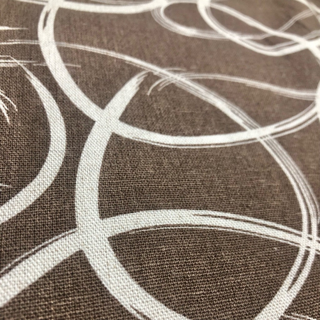 Messy Drawn Circles Linen Viscose Fabric