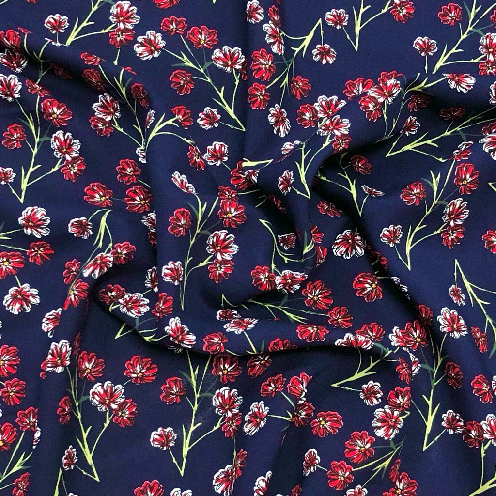 Flowers with Stems Viscose Fabric