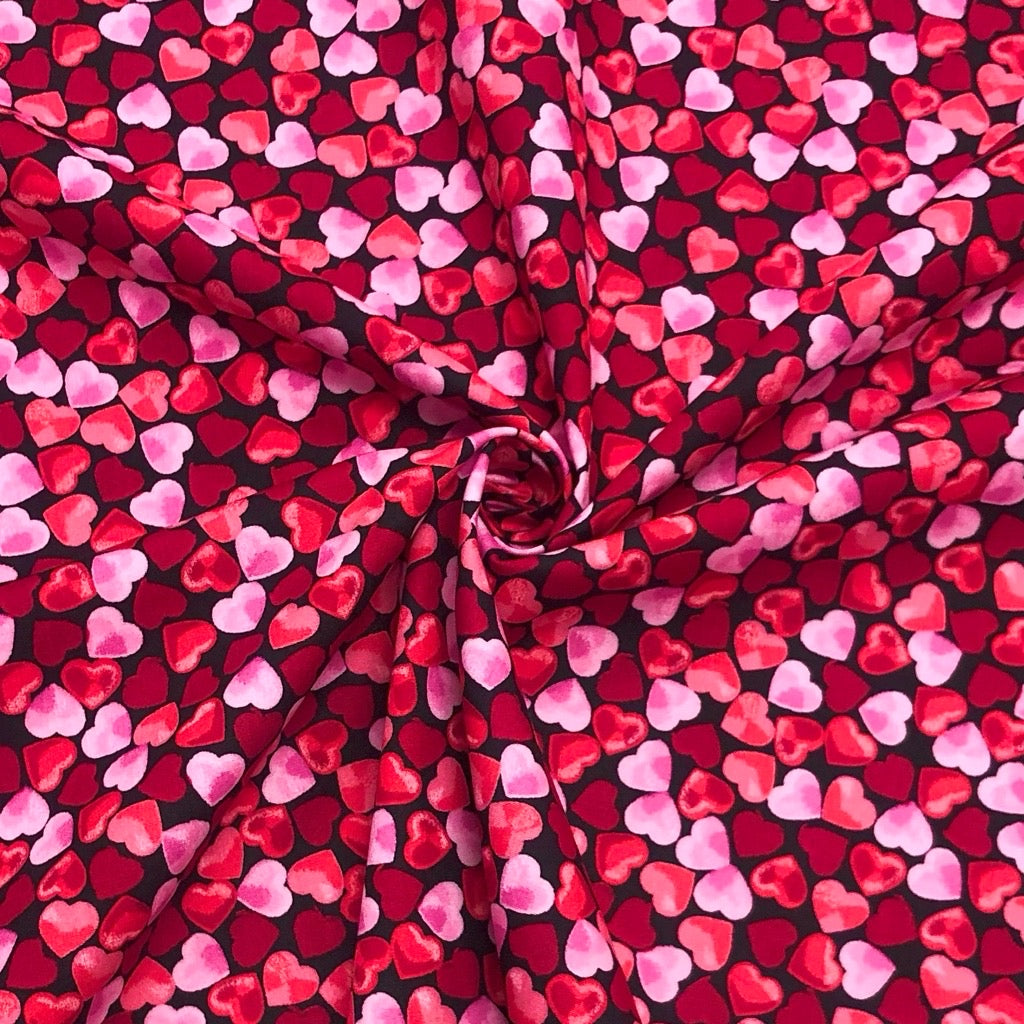 All Over Hearts Rose &amp; Hubble Cotton Poplin Fabric